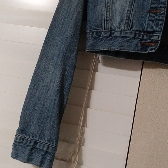 Adjustable Cropped Denim Jacket Jean Coats Size M - Picture 4 of 14